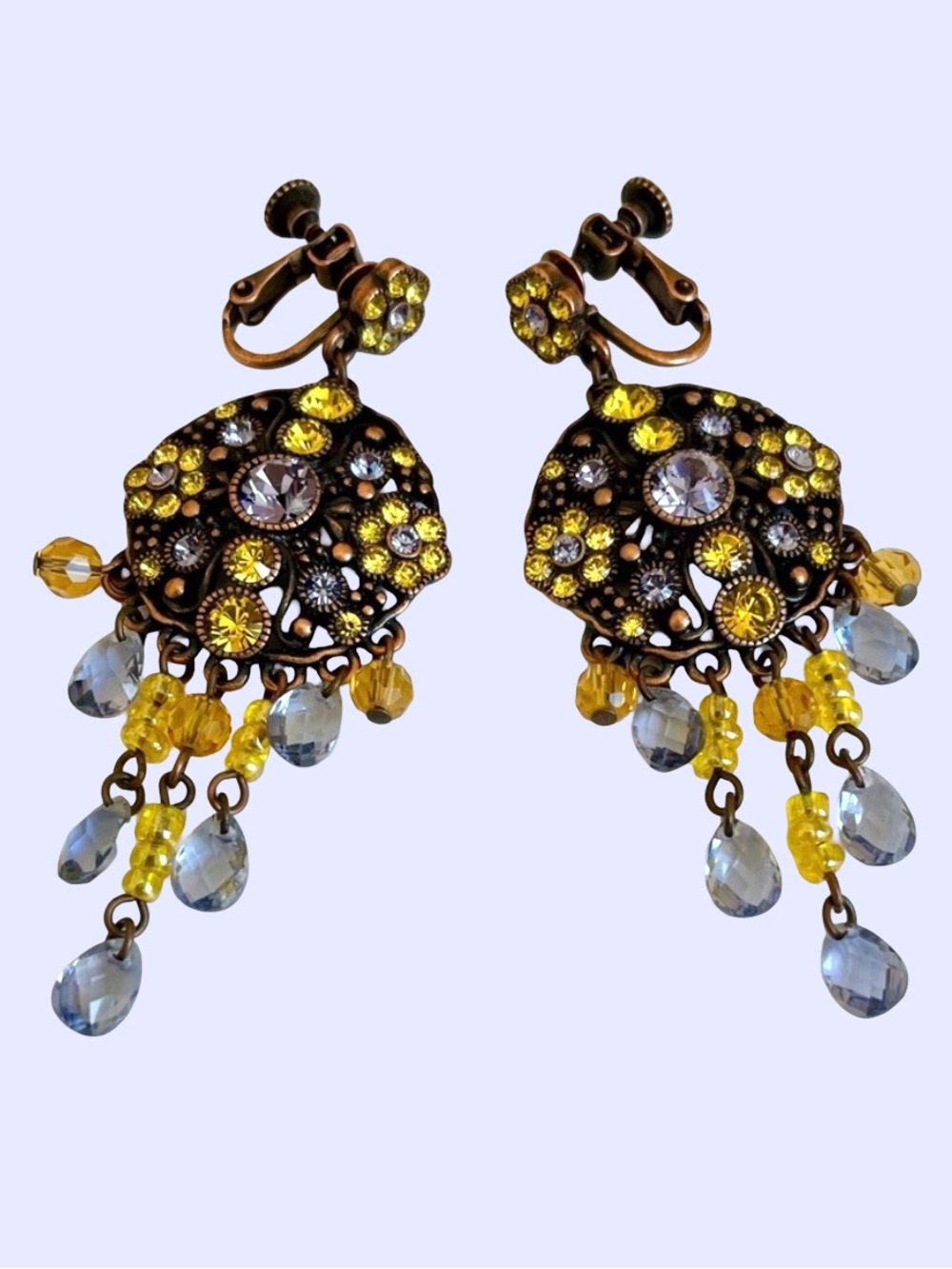 Vintage Signed Joan Rivers Summer Fiesta Chandelier Screwback Earrings